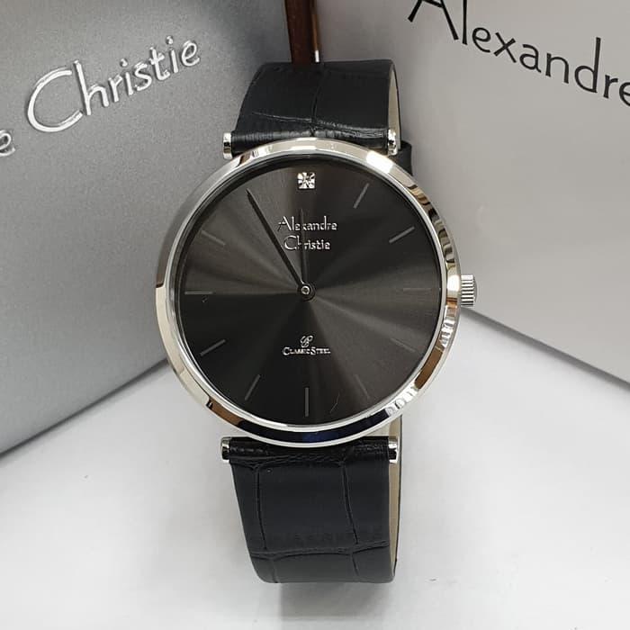 Jam Tangan Pria Alexandre Christie AC 8577 Silver Black Original