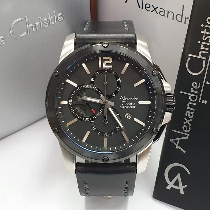 Jam Tangan Pria Alexandre Christie AC 6486 Silver Black Original