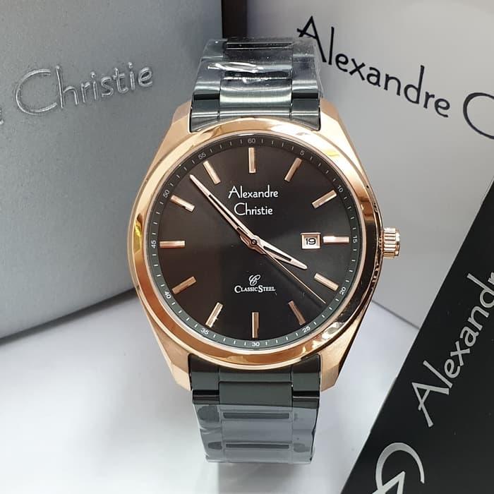 Jam Tangan Pria Alexandre Christie AC 8591 Black Rosegold Original