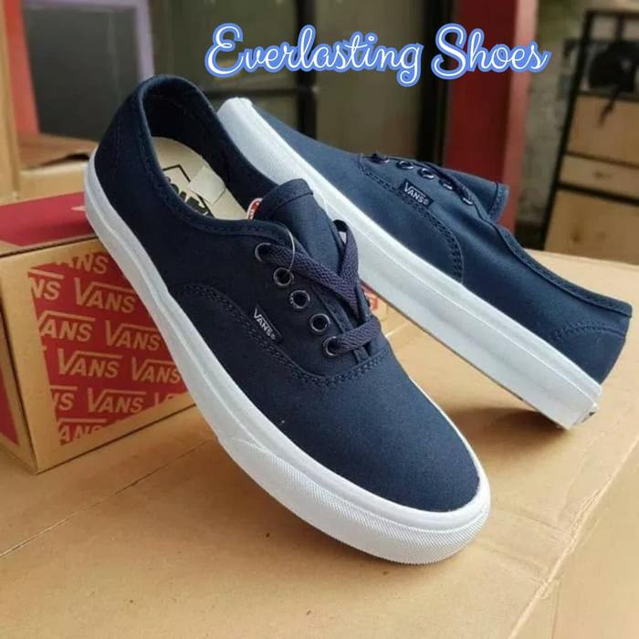 Sepatu Vans Authentic Mono Biru Dongker Navy Grade Ori Shoes Sneakers