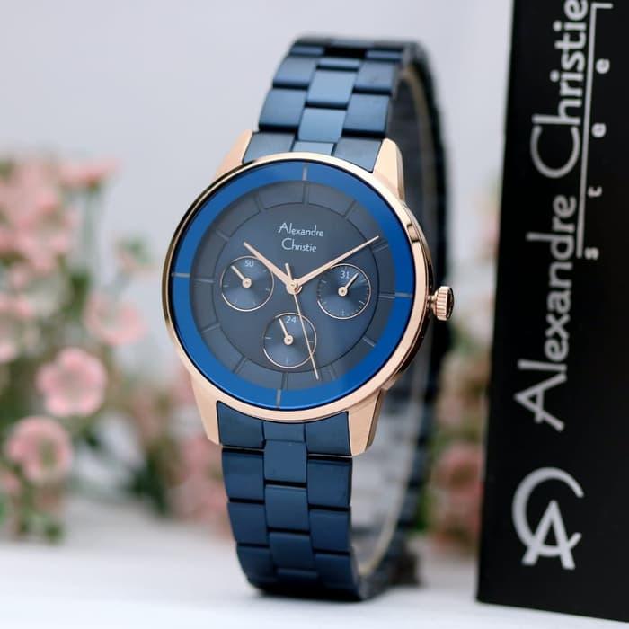 Jam Tangan Wanita Alexandre Christie AC 2714 Original - Blue Rosegold