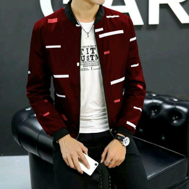 JAKET SLETING PRIA MAROON/ HITAM ARVINO GUTTE