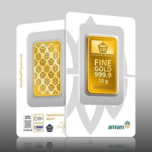 Logam Mulia 25 Gram PT.Antam Sertifikat Resmi Terbaru 2019 Press