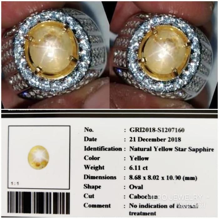Rare. Yellow Star Safir Ceylon Sapphire Srilanka Batu Srilangka Kuning