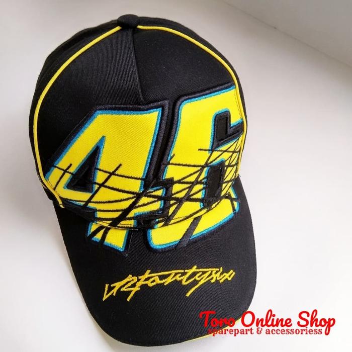 topi baseball pria keren motif motogp yamaha 46 hitam