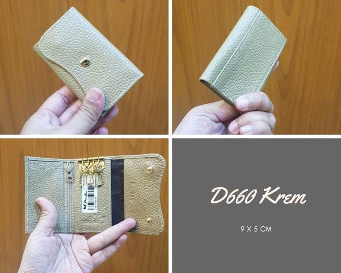 Dompet Kulit Papillon Original D660 Krem STNK Gantungan Kunci