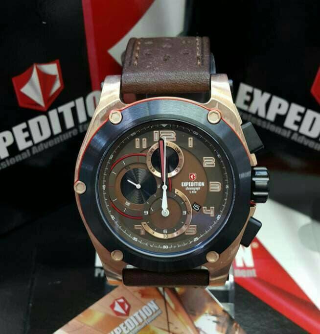 JAM TANGAN EXPEDITION 6395. HITAM ROSEGOLD. LEATHER. GARANSI RESMI 1