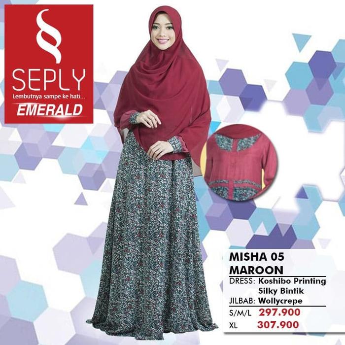 GAMIS MUSLIMAH SEPLY EMERALD MISHA 05 MAROON