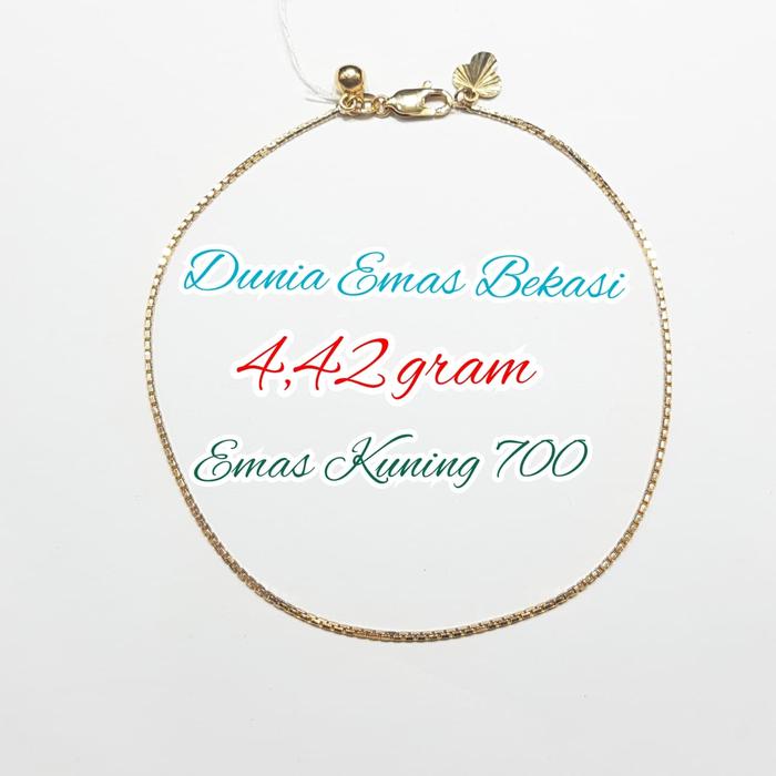 Gelang Kaki Rantai Italy 1 Bell 1 Mainan,Emas Kuning 700(4,42gram)