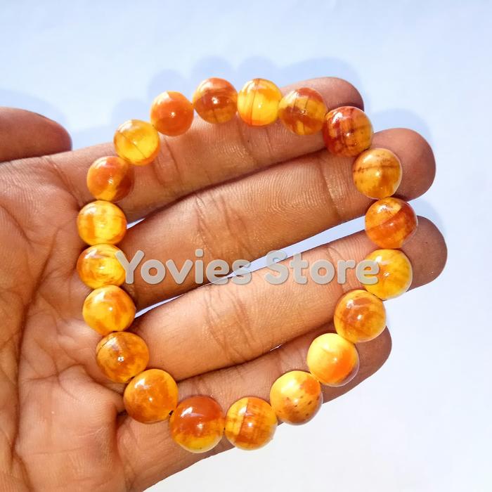 Gelang Kayu Pinus Getah Damar Asli Tembus Cahaya 10mm