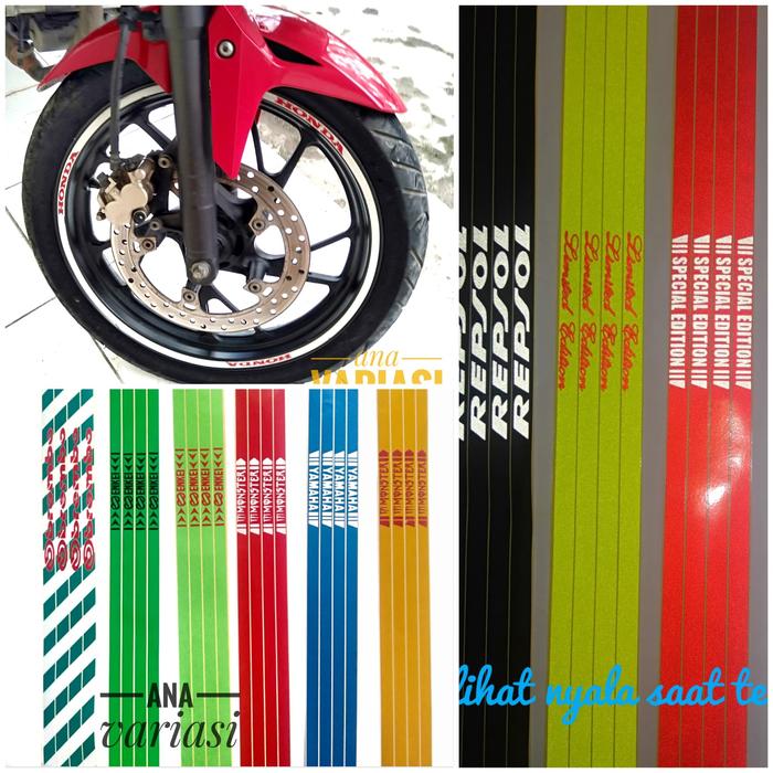 lis velg sticker lis velg motor mobil bahan REFLEKTIF