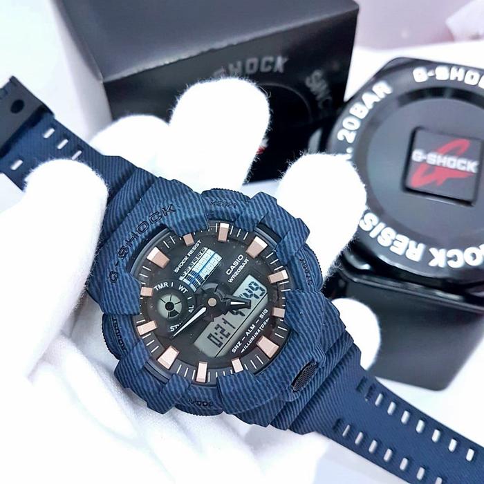 Jam Tangan Pria Casio G S H O C K GA-700DE-2A GA700 NAVY DENIM Rubber