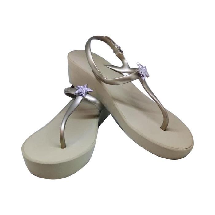 Popits Sling Back Wedge 5cm Sand Gold Sandal Popits Original