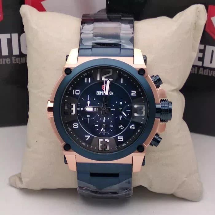JAM TANGAN PRIA EXPEDITION E6605 ROSEGOLD BLUE ORIGINAL