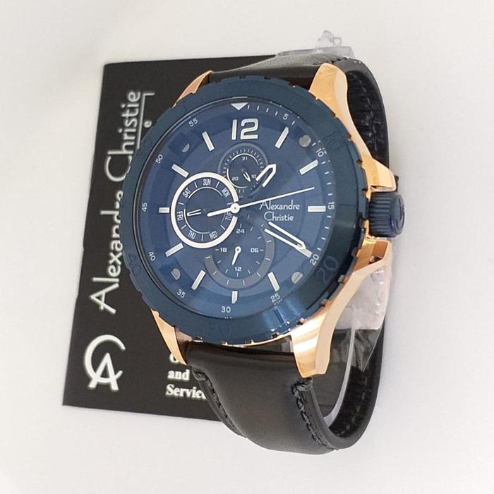 Jam Tangan Pria Alexandre Christie AC 6510 MF Black Rosegold Blue