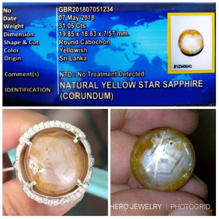 RARE. YELLOW STAR SAFIR SRILANKA BATU SAPPHIRE CEYLON SRILANGKA