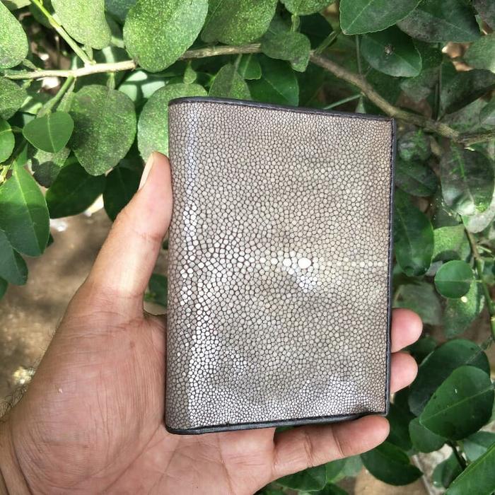 Dompet pria Model Berdiri Kulit Ikan Pari Asli POLISH Warna Coklat