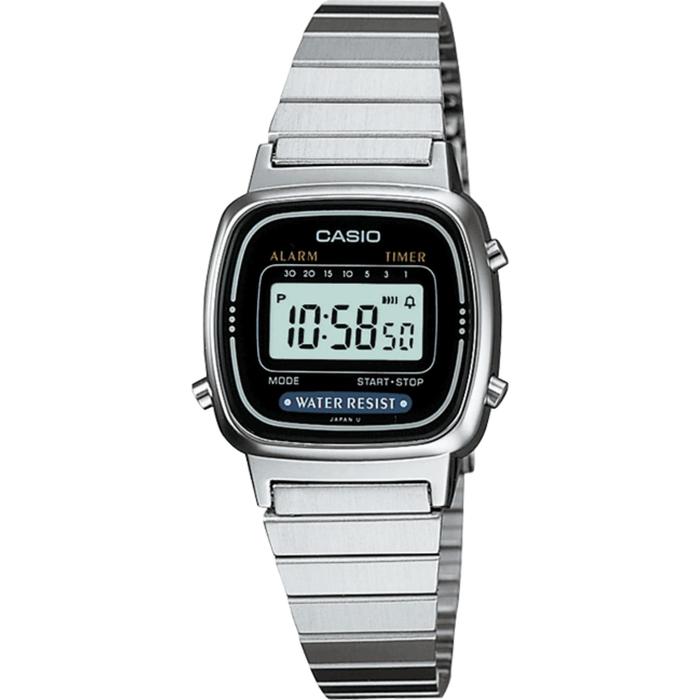 Jam Tangan Wanita Casio LA670WA-1D Digital Dial Stainless Steel Band