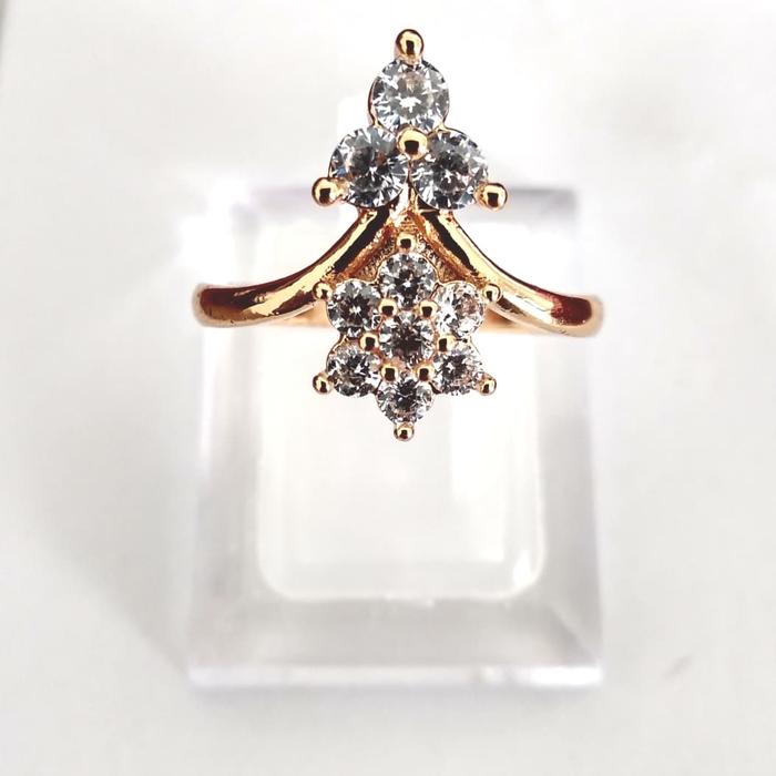 Cincin xuping wanita asli bunga mata putih