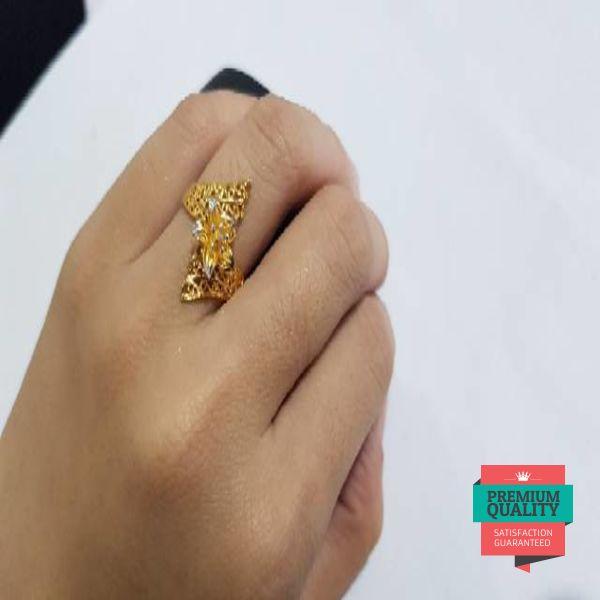 Promo cincin emas asli kadar 700 model kendari bunga 2 warna Elegan