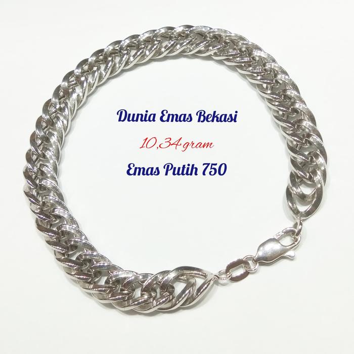 Gelang Rantai Susun Sirih Kunci Per,Emas Putih 750(10,34 gram)
