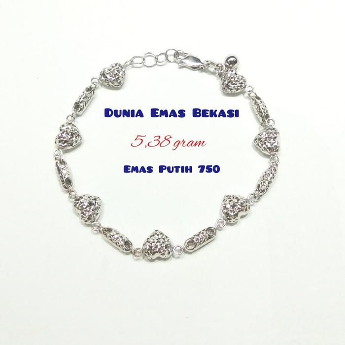 Gelang Rantai Love Ukir Kunci Per,Emas Putih 750(5,38 gram)