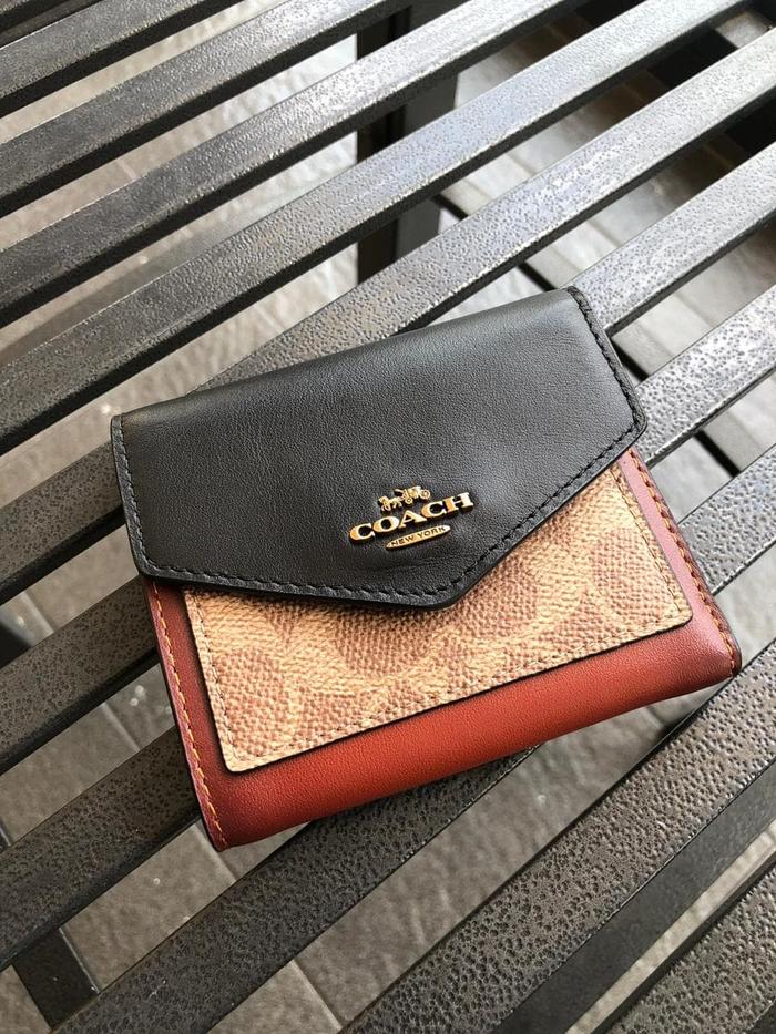 COACH SMALL WALLET BLACK BROWN 100% ORI