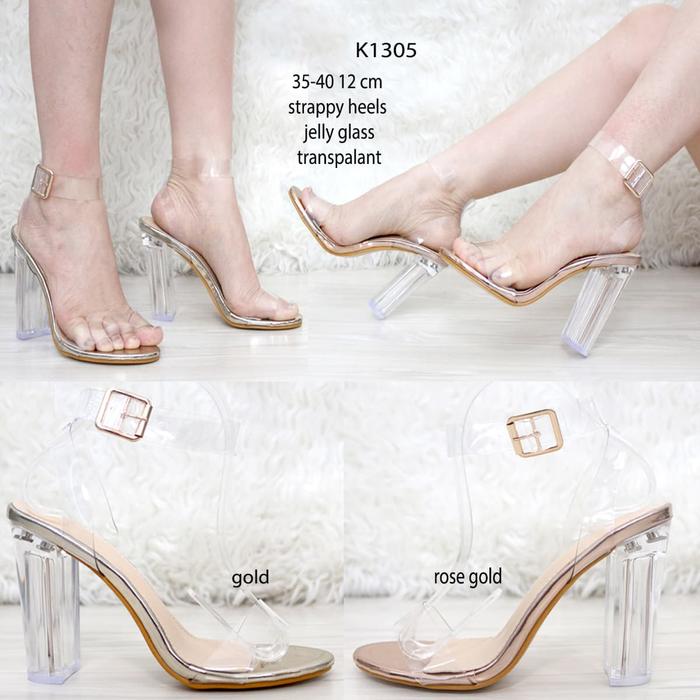 Kode K1305 High Heel Strappy Heel Jelly Glass Transpalant Impprt
