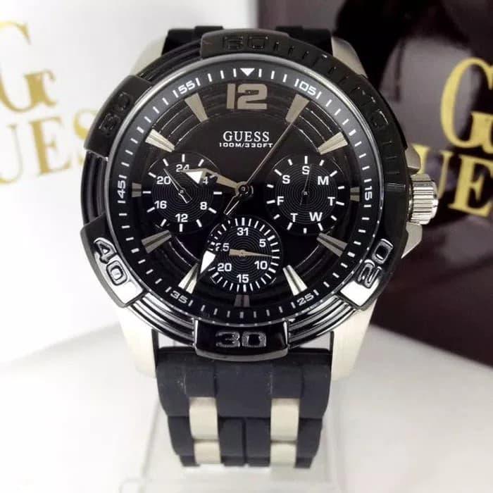 Jam Tangan Pria Merk GC Guess W0366G1 Baterai Rubber Ori BM 4.5 MM