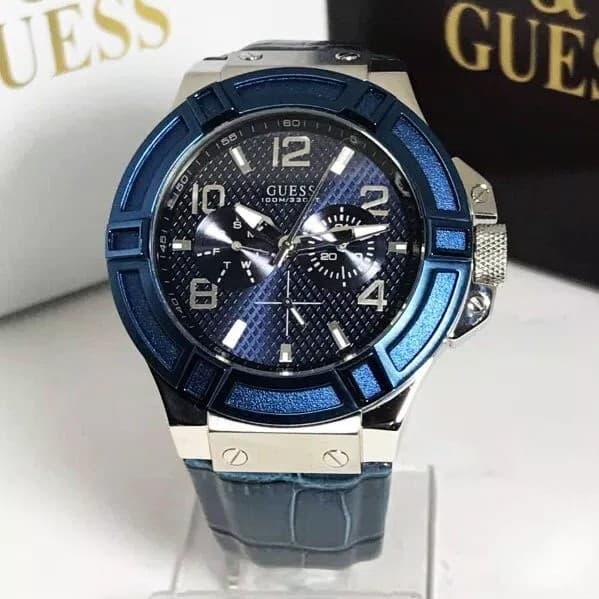 Jam Tangan Pria Merk GC Guess W0040G7 Baterai Rubber Ori BM 4.5 MM