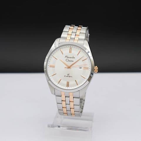 Alexandre Christie Jam Tangan Pria AC 8595 Silver Rosegold Original