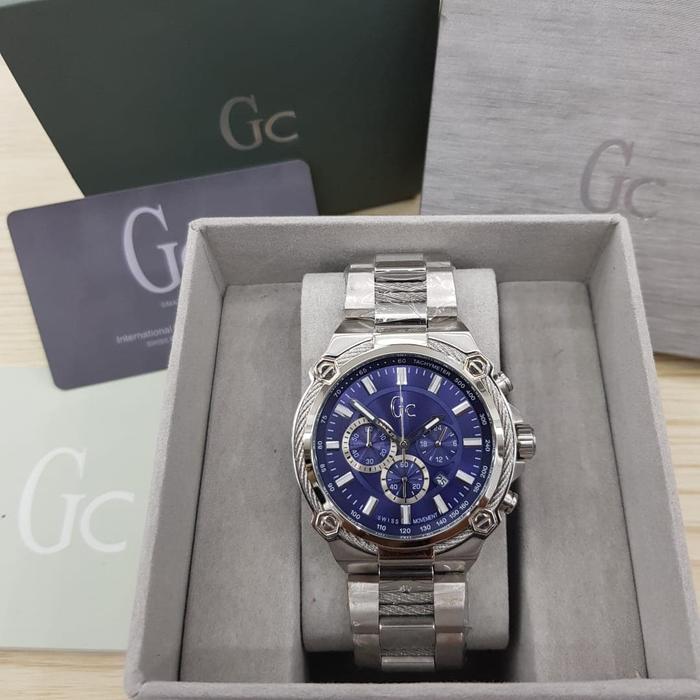 Jam Tangan Pria GC Guess Collection Y2400 Cablehic Steel Silver Ori BM