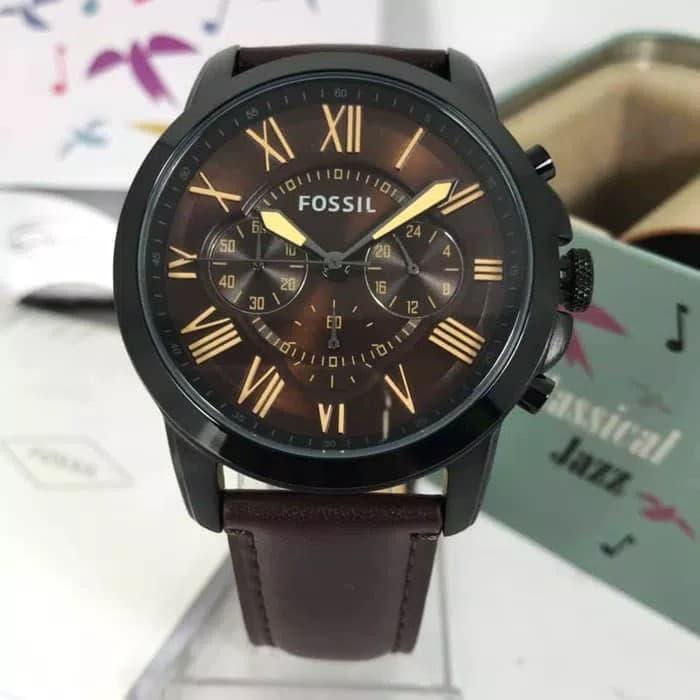 Jam Tangan Pria Merk Fossil FS5085 & FS 5085 Black 45mm Fullset