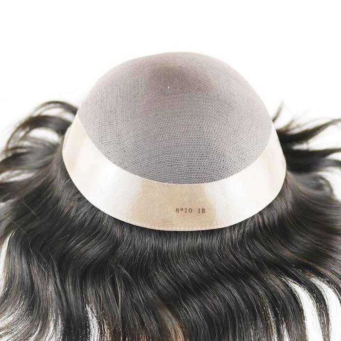 Toupee Pria rambut palsu laki laki toupee rambut asli manusia