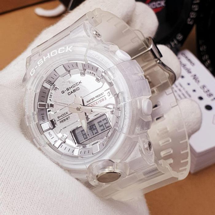 Jam Tangan Pria Merk Gshock GA 800 Original BM Transparan White Fulset
