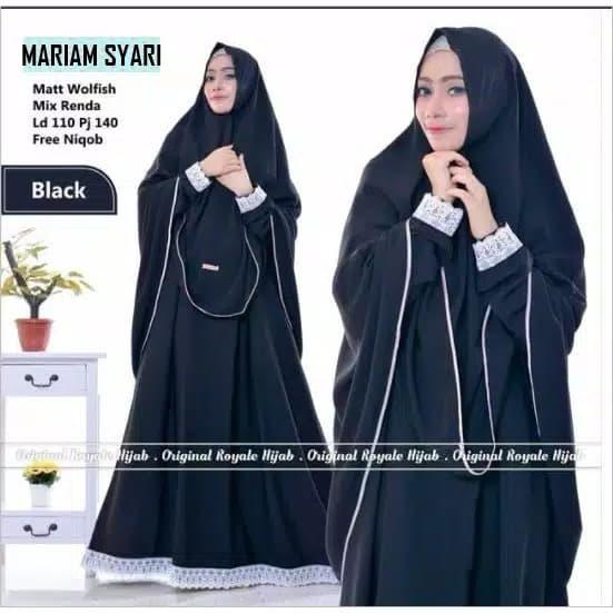 Mariam Syari Hitam Gamis Syari Pakaian Muslim Wanita Dewasa Baju Gamis