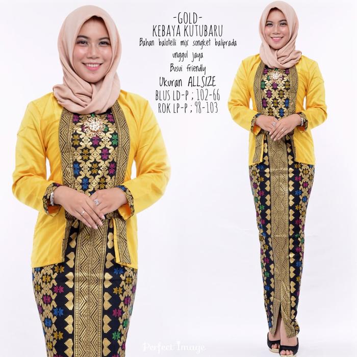 gamis batik modern setelan kutubaru GB182 gold model kutubaru
