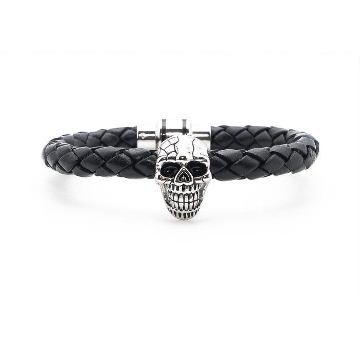 Gelang Kulit Asli Baffi Inc Cowok Cewek Skull Alexander Black Vintage