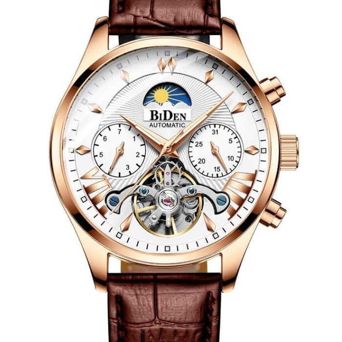 Jam Tangan Pria Biden YN 0189 R Original Automatic - Rosegold Brown