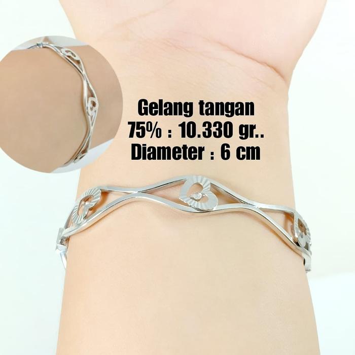Gelang Tangan Emas / Mas Putih 75% Berat 10.330 Gram Diameter 6Cm..