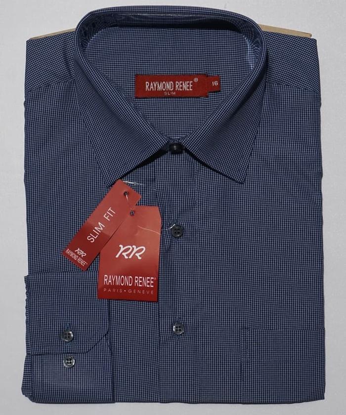 Kemeja Pria RAYMOND RENEE Lengan Panjang Navy Motif Slim Fit A0435