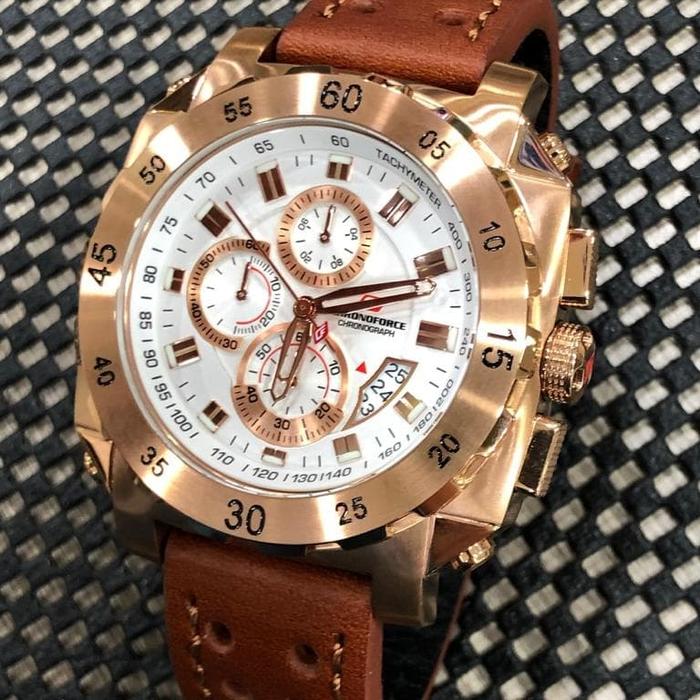 Jam Tangan Pria Merek ChronoForce CF5221G Case White RG Original Resmi