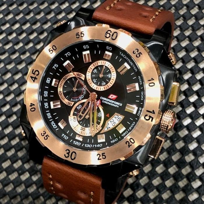 Jam Tangan Pria Merek ChronoForce CF5221G Case RoseG Original Resmi