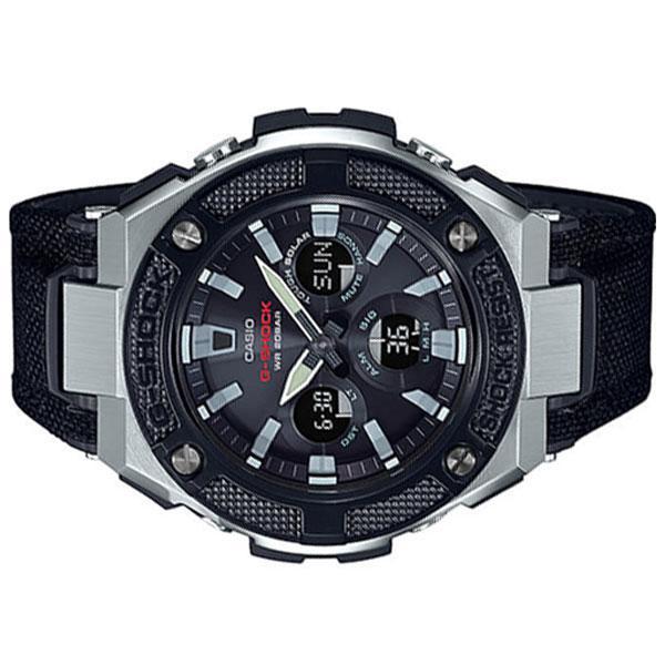 Casio G-Steel GST-S330AC-1ADR Jam Pria Strap Canvas - Black Silver