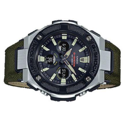 Casio G-Steel GST-S330AC-3ADR Jam Pria Strap Canvas - Green Silver