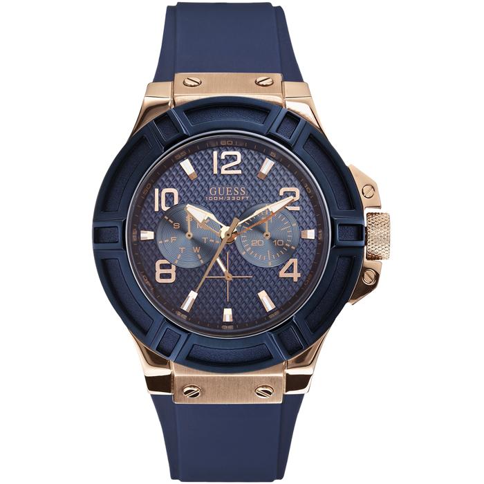 GUESS W0247G3 Rigor - Jam Tangan Pria - Karet Biru