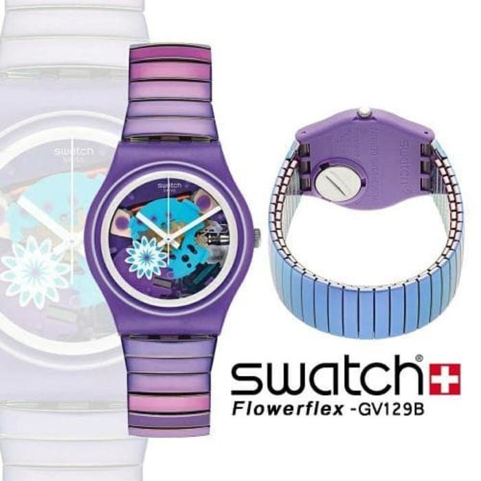 Swatch Analog Jam Tangan Rantai Unisex GV129B Flowerflex Original