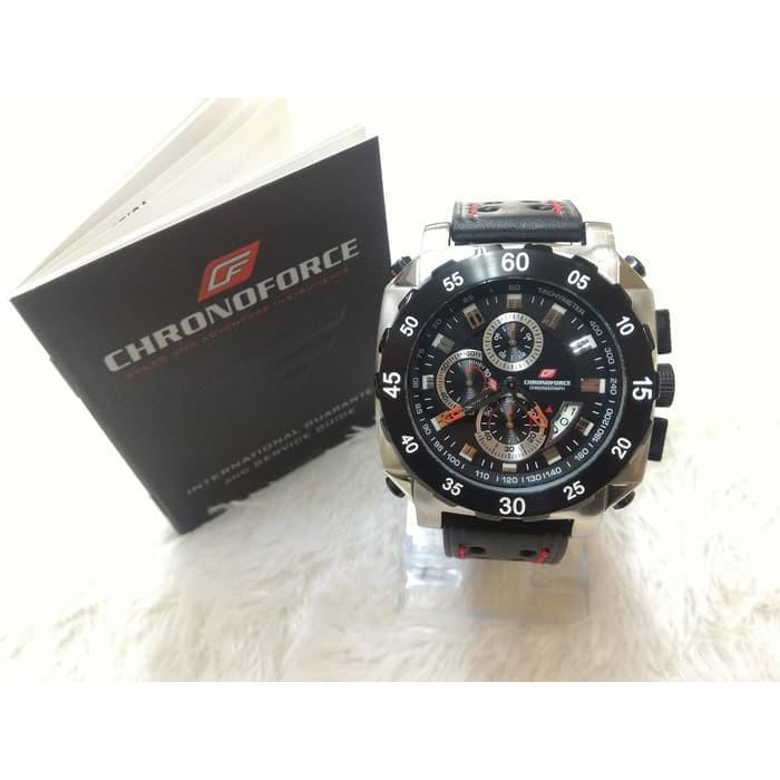 Chronoforce Jam Tangan Pria Strap Kulit CF 5221 Silver Original