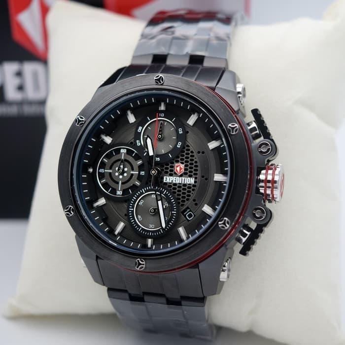 Jam Tangan Pria Expedition Original Chronograph E6748 Black Grey