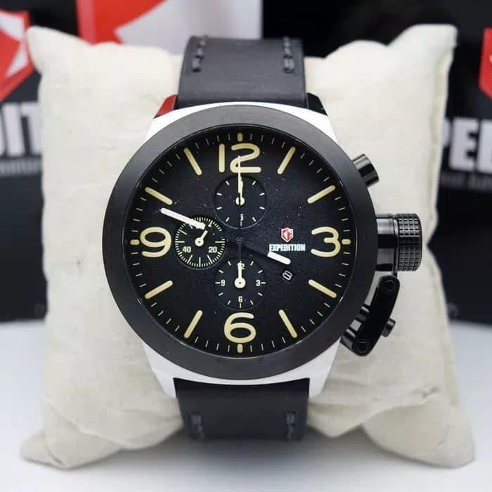 Jam Tangan Pria Expedition Original Chronograph E6339 Black Silver